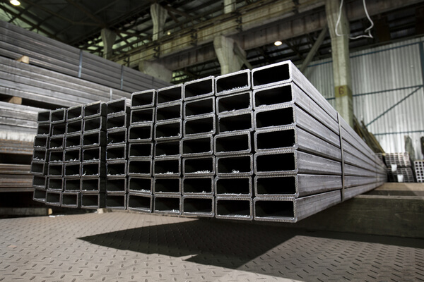 stack of rectangular steel tubing