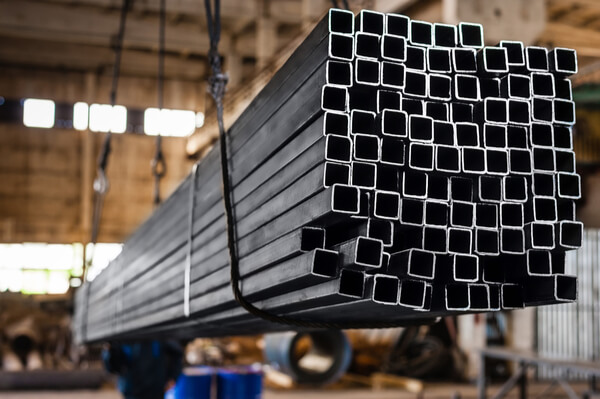 bundle of square steel tubing