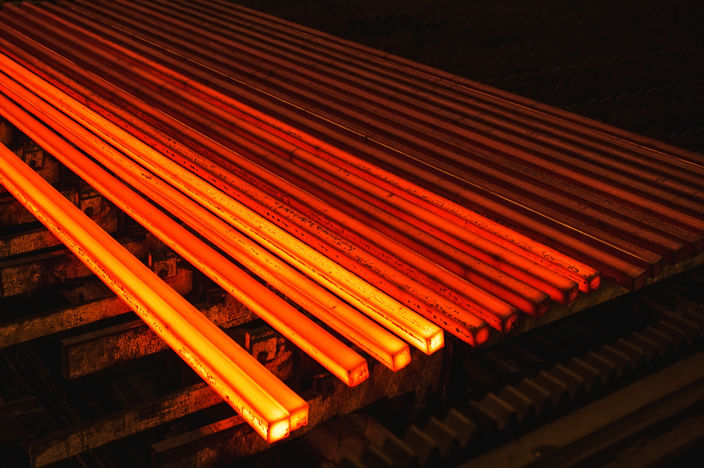 red hot bars of steel