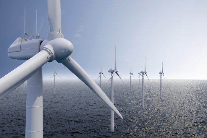 wind turbines out at sea