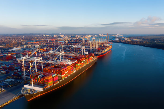 port with large container ship