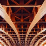 underside of a steel bridge