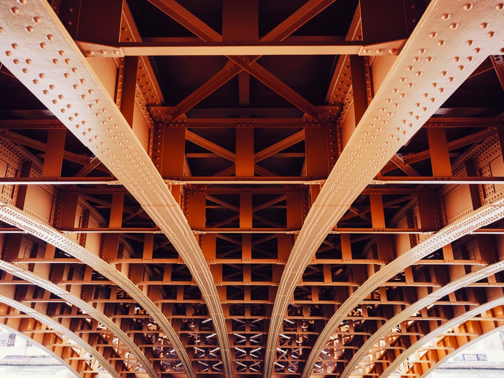 underside of a steel bridge