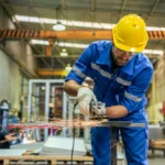 man working in steel service center